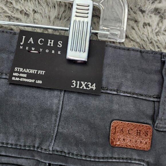 Jachs Pants Mens 31x34 Gray Stretch Mid Rise Straight Slim Straight Leg *NWT* - Picture 10 of 14